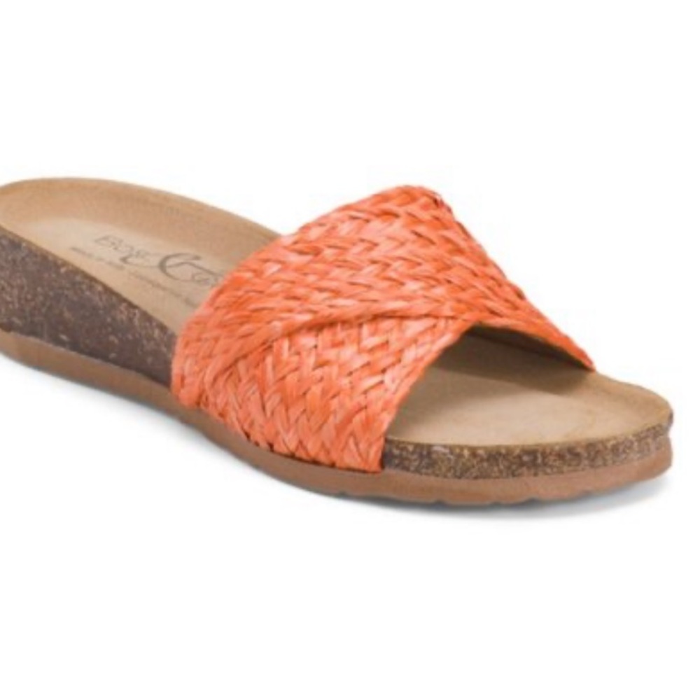 BOS. & CO. Orange Slide Sandals Made in Italy
